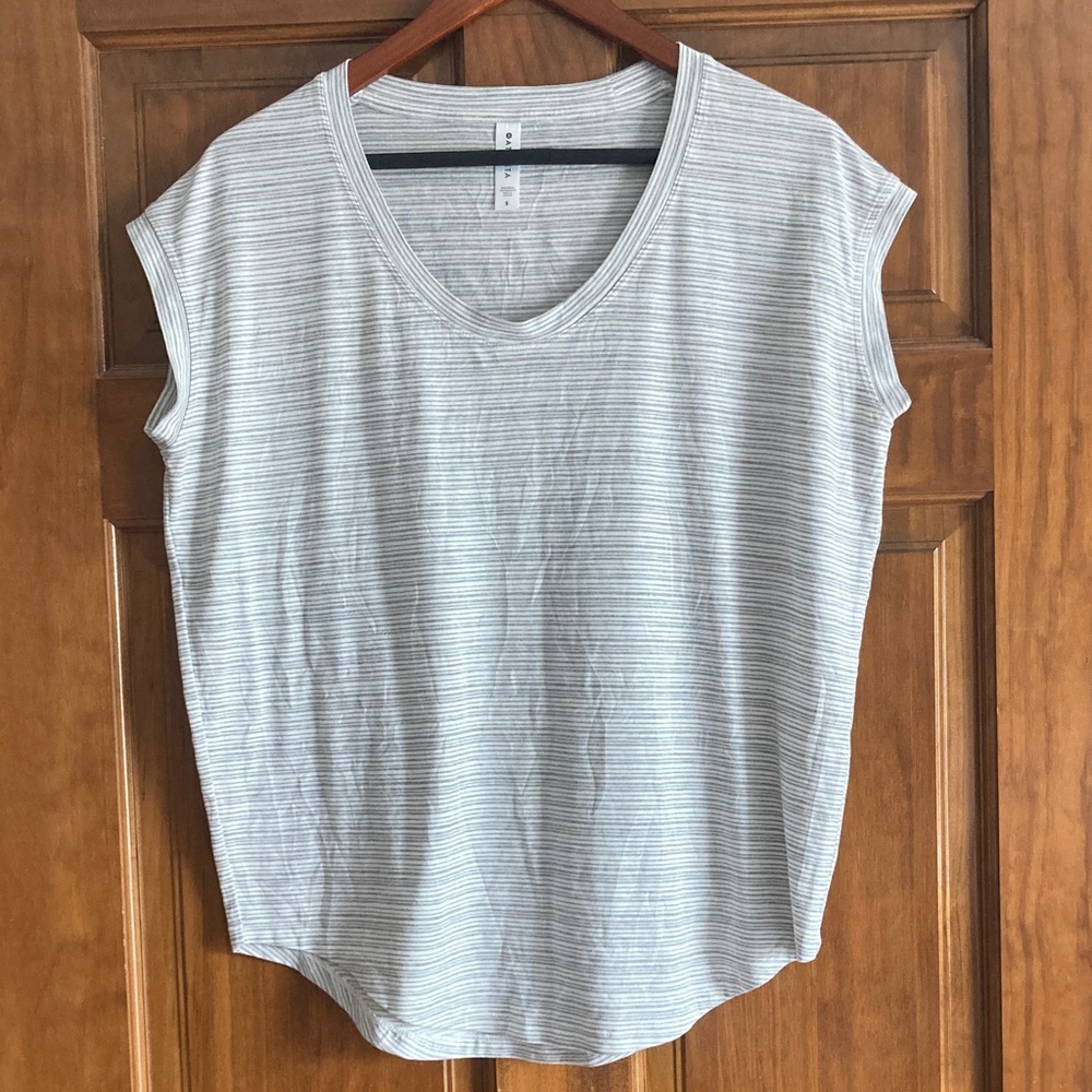 Athleta Gray Striped V-Neck Tank